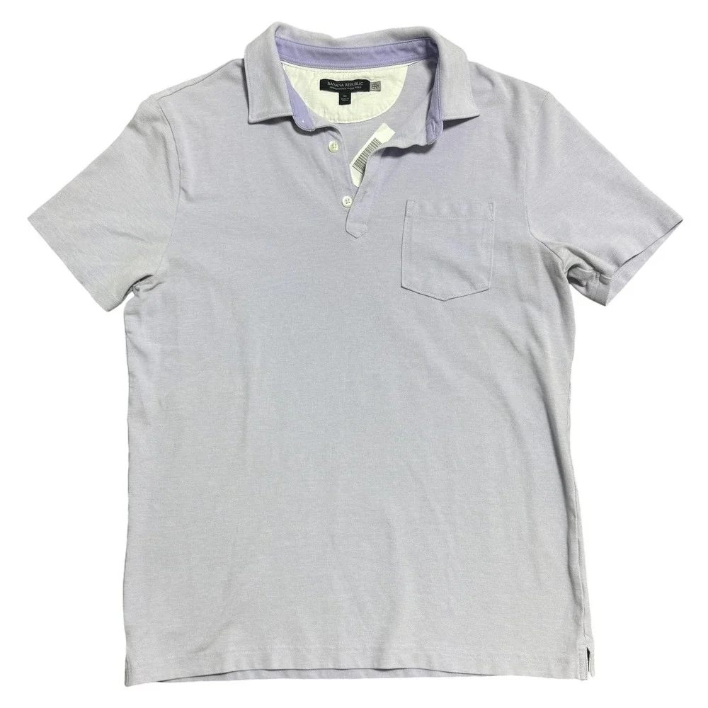 Banana Republic Polo Shirt Mens‎ Medium Purple Performance Pique Golf Stretch
